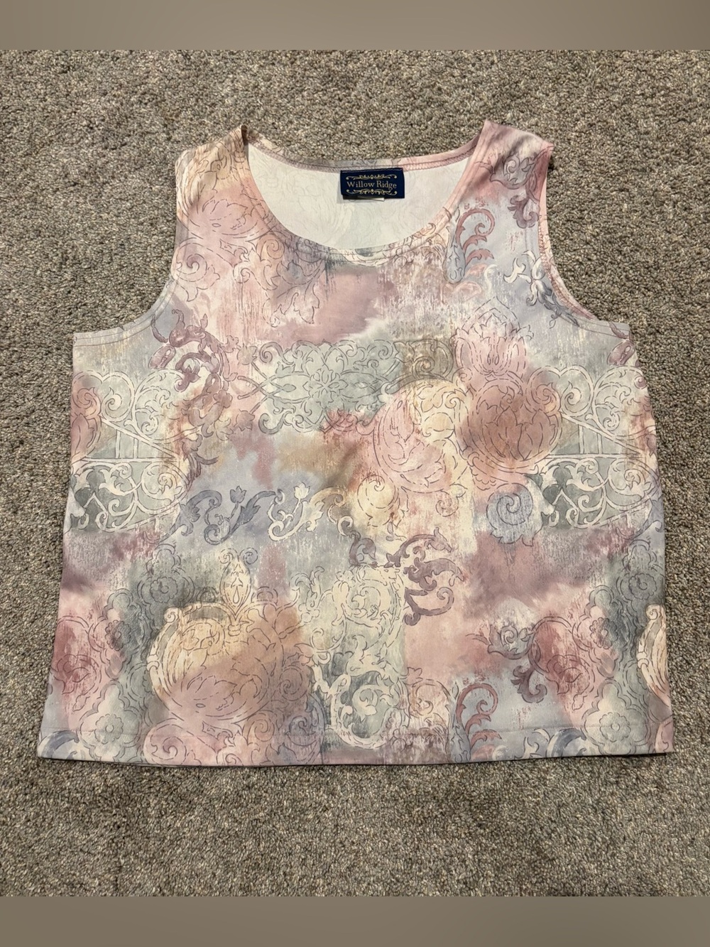 Vintage Y2K Women’s Willow Ridge Pastel Floral Sleeveless Top Sz XL Made in USA